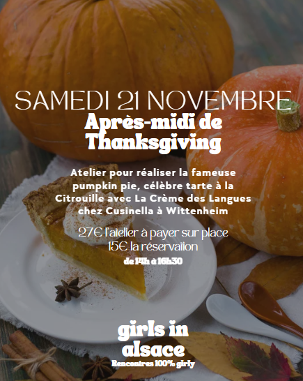 Après-midi Pâtisserie de Thanksgiving chez Cuisinella à Wittenheim le 21/11 🥧🍂